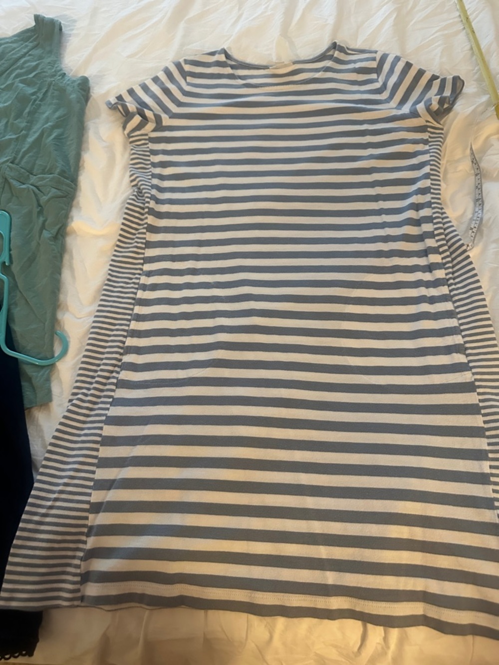 J. Jill Light Blue and White Striped Midi Dress